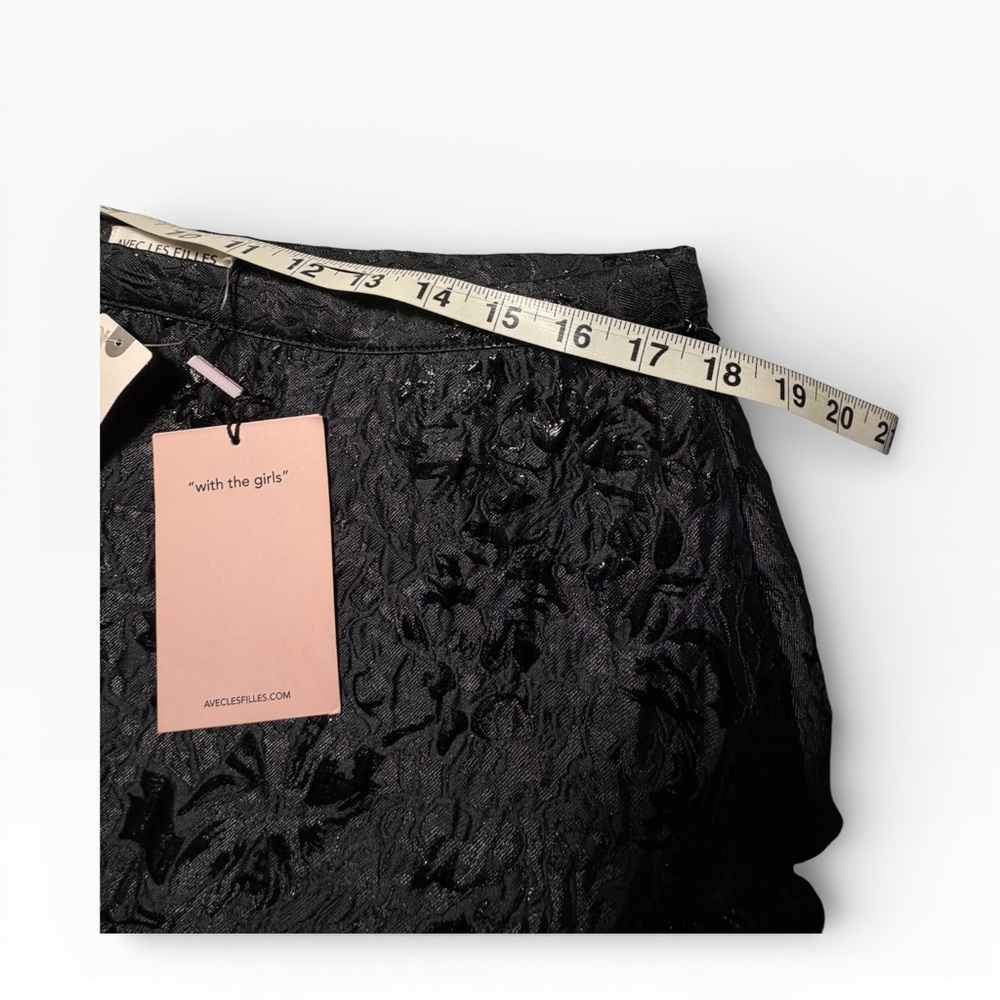 NWT Avec Les Filles With The Girls Black Textured Ruffle Mini  Skirt Sz XL - Picture 8 of 12